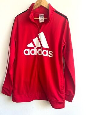 Soccer adidas Warm Up Bright Red Zip-Up Jacket with White Logo